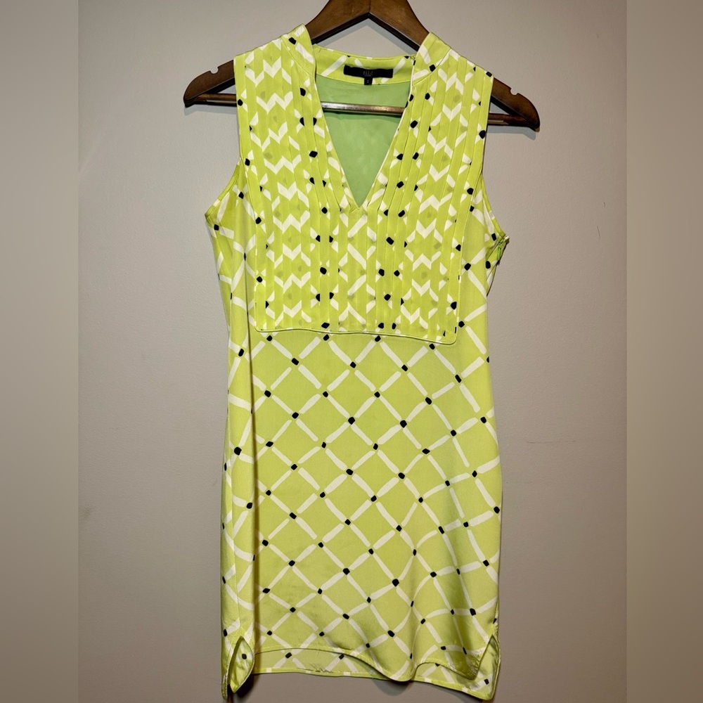 Tibi Sleeveless Silk Green and White Color Shift Dress Size 2